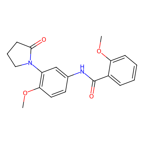 2-methoxy-N-[4-methoxy-3-(2-oxopyrrolidin-1-yl)phenyl]benzamide structure