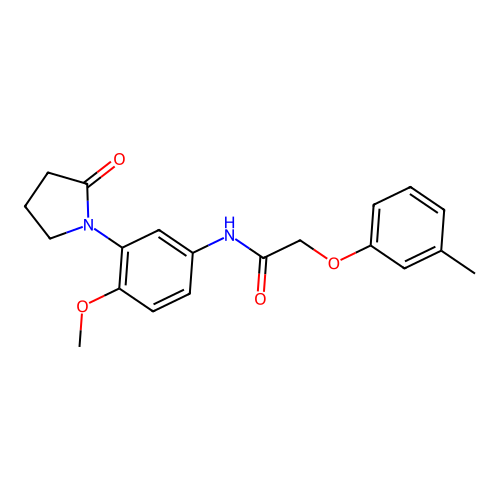 N-[4-methoxy-3-(2-oxopyrrolidin-1-yl)phenyl]-2-(3-methylphenoxy)acetamide structure