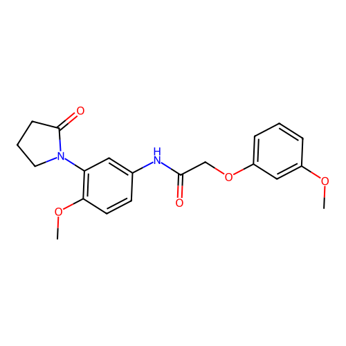N-[4-methoxy-3-(2-oxopyrrolidin-1-yl)phenyl]-2-(3-methoxyphenoxy)acetamide structure