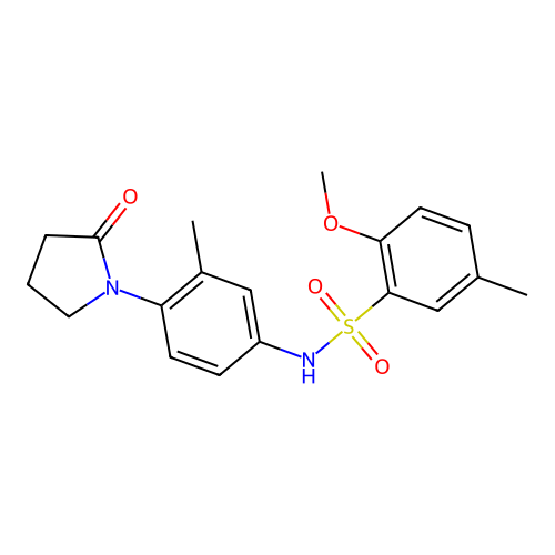 2-methoxy-5-methyl-N-(3-methyl-4-(2-oxopyrrolidin-1-yl)phenyl)benzenesulfonamide structure