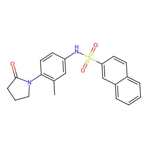 N-[3-methyl-4-(2-oxopyrrolidin-1-yl)phenyl]naphthalene-2-sulfonamide structure