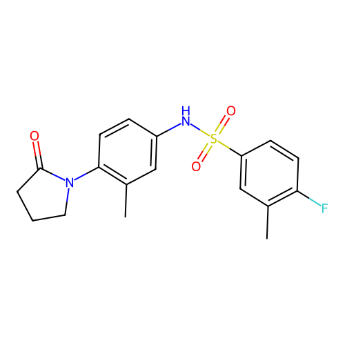4-fluoro-3-methyl-N-(3-methyl-4-(2-oxopyrrolidin-1-yl)phenyl)benzenesulfonamide structure