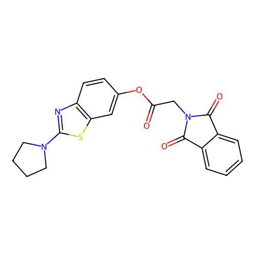 2-(Pyrrolidin-1-yl)benzo[d]thiazol-6-yl 2-(1,3-dioxoisoindolin-2-yl)acetate structure