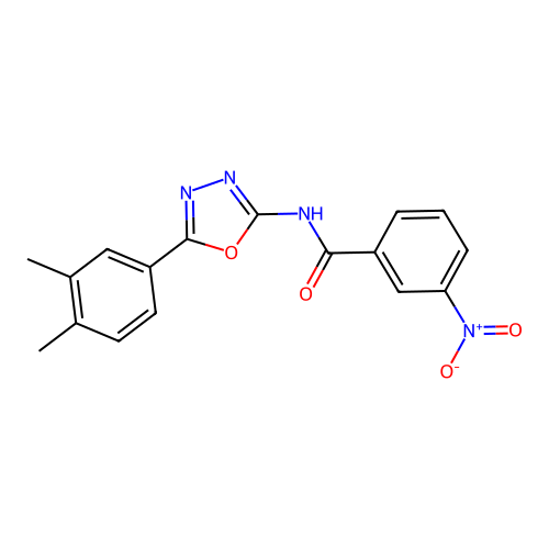 N-[5-(3,4-dimethylphenyl)-1,3,4-oxadiazol-2-yl]-3-nitrobenzamide structure