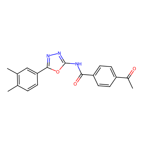 4-acetyl-N-[5-(3,4-dimethylphenyl)-1,3,4-oxadiazol-2-yl]benzamide structure