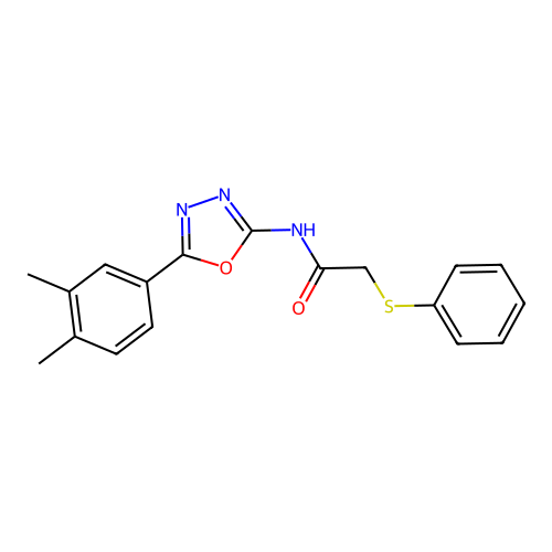 N-[5-(3,4-dimethylphenyl)-1,3,4-oxadiazol-2-yl]-2-phenylsulfanylacetamide structure