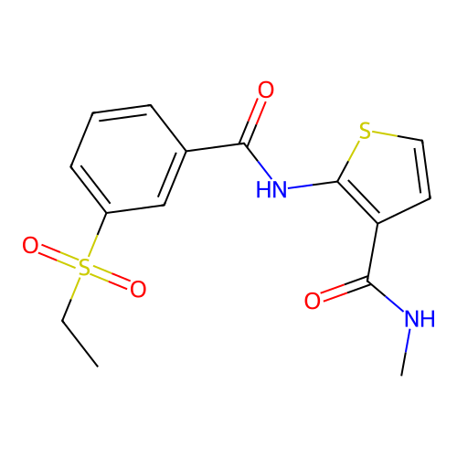 2-(3-(ethylsulfonyl)benzamido)-N-methylthiophene-3-carboxamide structure
