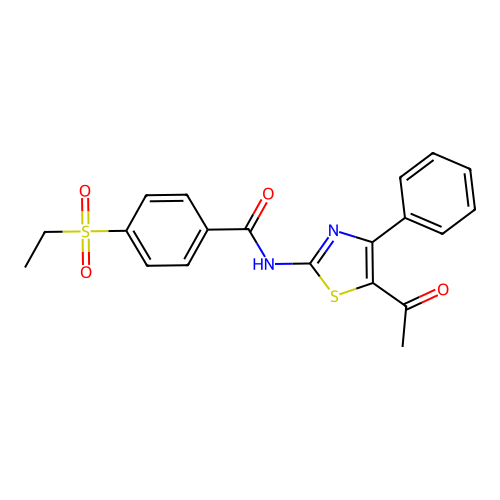 N-(5-acetyl-4-phenylthiazol-2-yl)-4-(ethylsulfonyl)benzamide structure