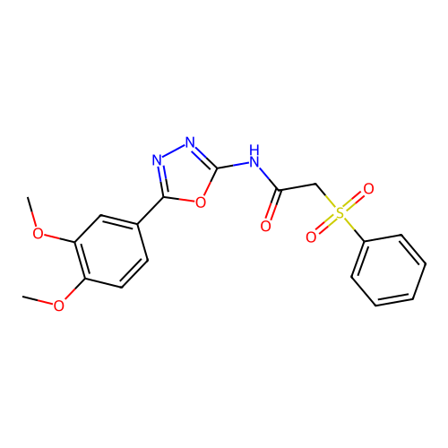 2-(benzenesulfonyl)-N-[5-(3,4-dimethoxyphenyl)-1,3,4-oxadiazol-2-yl]acetamide structure