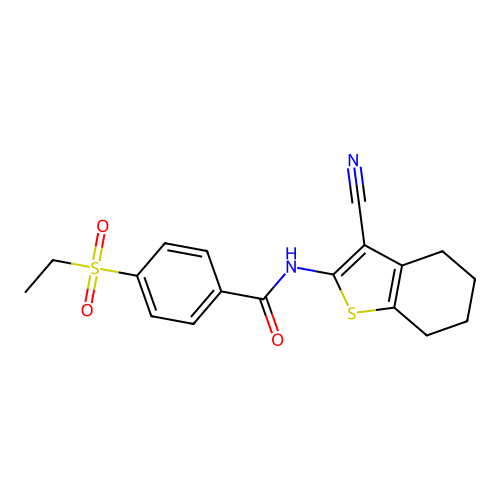 N-(3-cyano-4,5,6,7-tetrahydrobenzo[b]thiophen-2-yl)-4-(ethylsulfonyl)benzamide structure