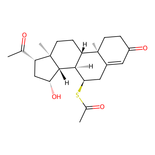 15beta-Hydroxy-7alpha-mercapto-pregn-4-ene-3,20-dione 7-acetate structure