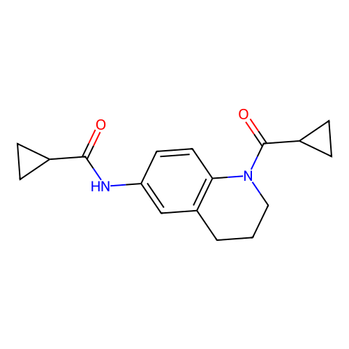 N-[1-(cyclopropanecarbonyl)-3,4-dihydro-2H-quinolin-6-yl]cyclopropanecarboxamide structure