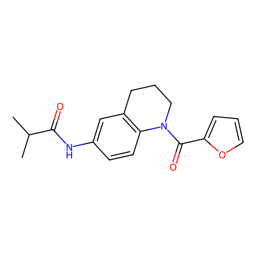N-(1-(furan-2-carbonyl)-1,2,3,4-tetrahydroquinolin-6-yl)isobutyramide structure