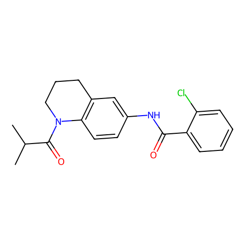 2-chloro-N-(1-isobutyryl-1,2,3,4-tetrahydroquinolin-6-yl)benzamide structure
