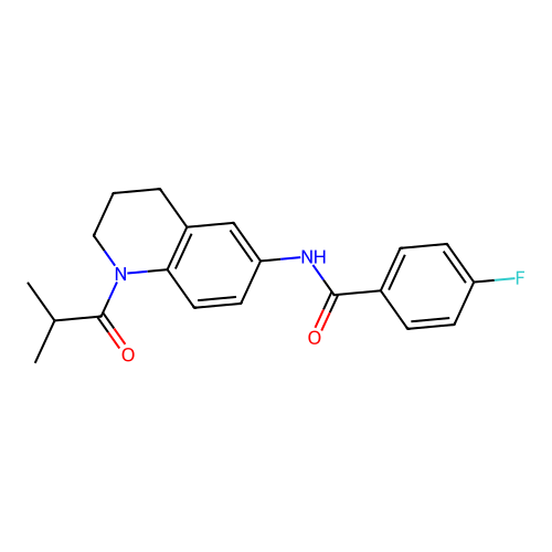 4-fluoro-N-(1-isobutyryl-1,2,3,4-tetrahydroquinolin-6-yl)benzamide structure