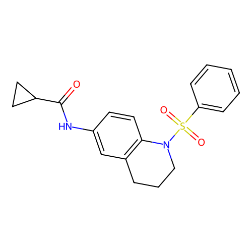 N-[1-(benzenesulfonyl)-3,4-dihydro-2H-quinolin-6-yl]cyclopropanecarboxamide structure