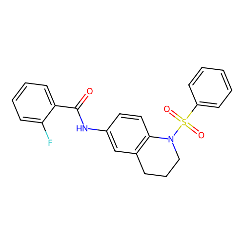 N-[1-(benzenesulfonyl)-3,4-dihydro-2H-quinolin-6-yl]-2-fluorobenzamide structure