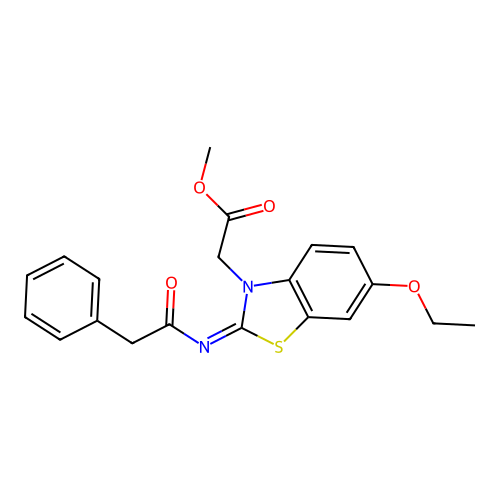 Methyl 2-[6-ethoxy-2-(2-phenylacetyl)imino-1,3-benzothiazol-3-yl]acetate structure