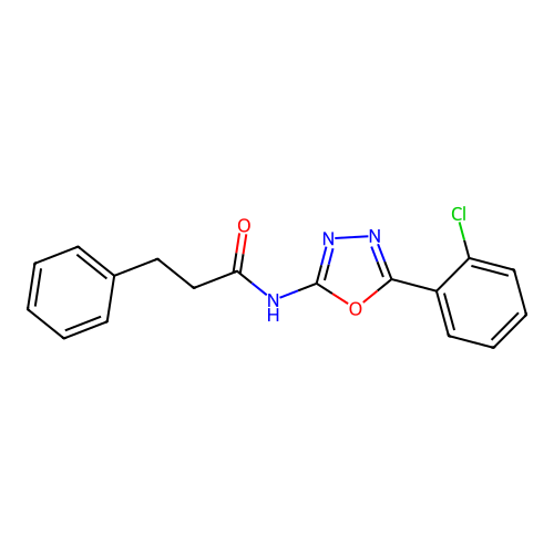 N-(5-(2-chlorophenyl)-1,3,4-oxadiazol-2-yl)-3-phenylpropanamide structure