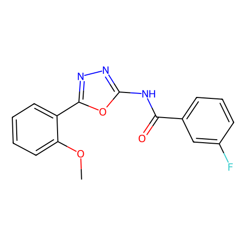 3-fluoro-N-[5-(2-methoxyphenyl)-1,3,4-oxadiazol-2-yl]benzamide structure