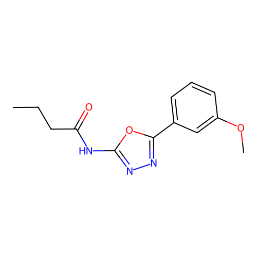 N-[5-(3-methoxyphenyl)-1,3,4-oxadiazol-2-yl]butanamide structure