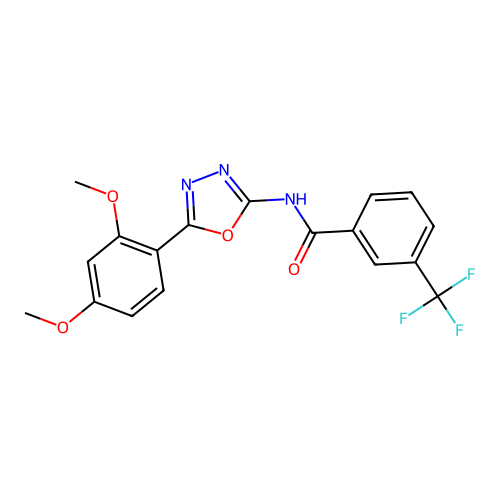 N-(5-(2,4-dimethoxyphenyl)-1,3,4-oxadiazol-2-yl)-3-(trifluoromethyl)benzamide structure