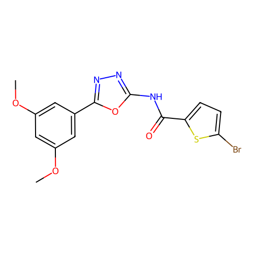5-bromo-N-[5-(3,5-dimethoxyphenyl)-1,3,4-oxadiazol-2-yl]thiophene-2-carboxamide structure