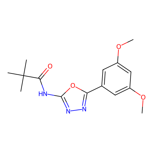 N-[5-(3,5-dimethoxyphenyl)-1,3,4-oxadiazol-2-yl]-2,2-dimethylpropanamide structure