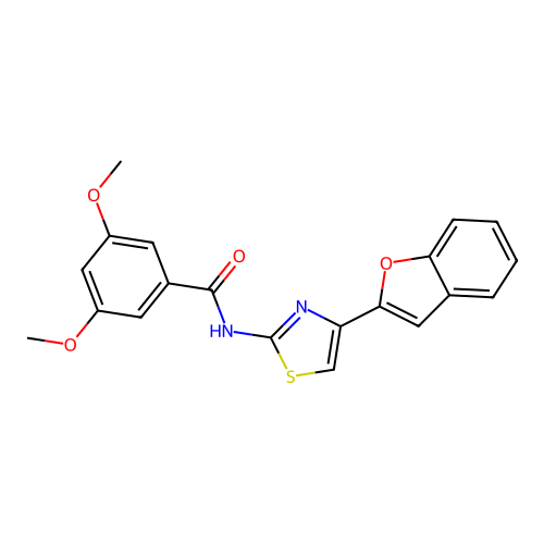N-[4-(1-benzofuran-2-yl)-1,3-thiazol-2-yl]-3,5-dimethoxybenzamide structure