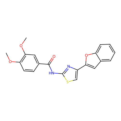 N-[4-(1-benzofuran-2-yl)-1,3-thiazol-2-yl]-3,4-dimethoxybenzamide structure