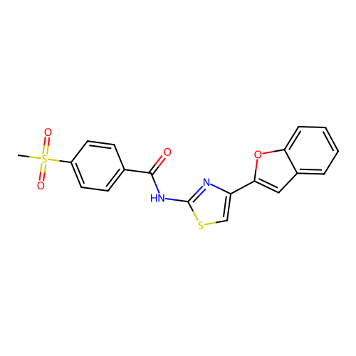 N-(4-(benzofuran-2-yl)thiazol-2-yl)-4-(methylsulfonyl)benzamide structure