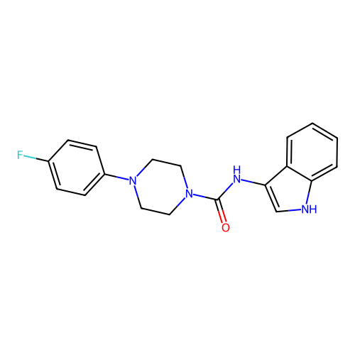 4-(4-fluorophenyl)-N-(1H-indol-3-yl)piperazine-1-carboxamide structure