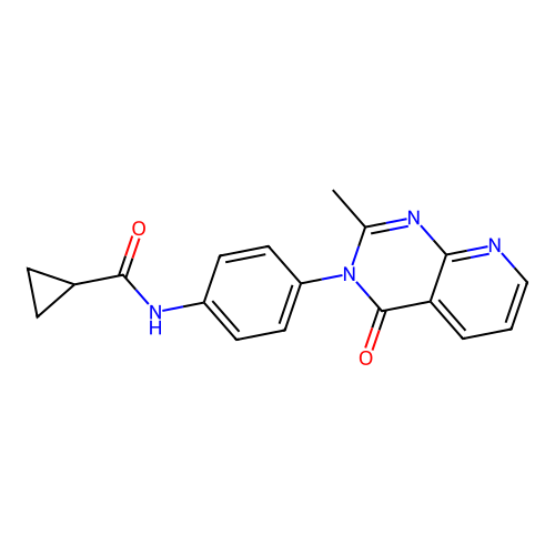 N-[4-(2-methyl-4-oxopyrido[2,3-d]pyrimidin-3-yl)phenyl]cyclopropanecarboxamide structure