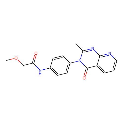2-methoxy-N-[4-(2-methyl-4-oxopyrido[2,3-d]pyrimidin-3-yl)phenyl]acetamide structure