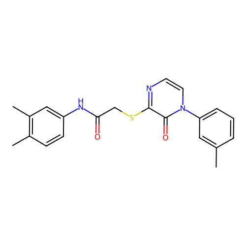 N-(3,4-dimethylphenyl)-2-[4-(3-methylphenyl)-3-oxopyrazin-2-yl]sulfanylacetamide structure