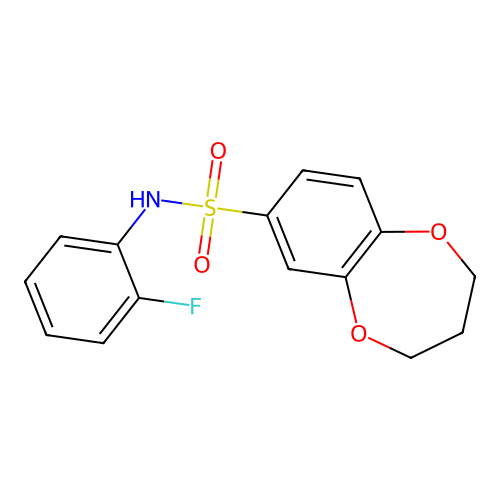 N-(2-fluorophenyl)-3,4-dihydro-2H-1,5-benzodioxepine-7-sulfonamide structure