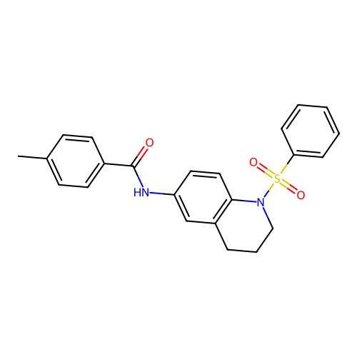 N-[1-(benzenesulfonyl)-3,4-dihydro-2H-quinolin-6-yl]-4-methylbenzamide structure