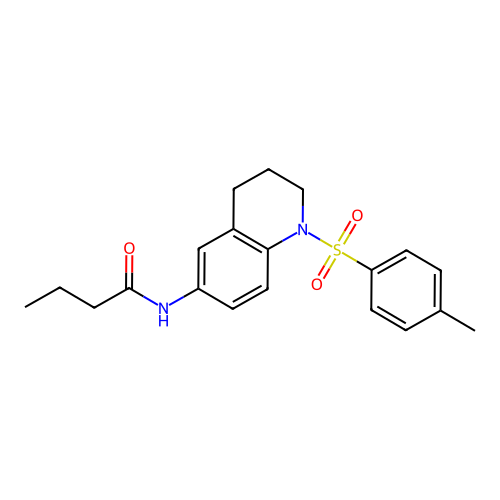 N-(1-tosyl-1,2,3,4-tetrahydroquinolin-6-yl)butyramide structure