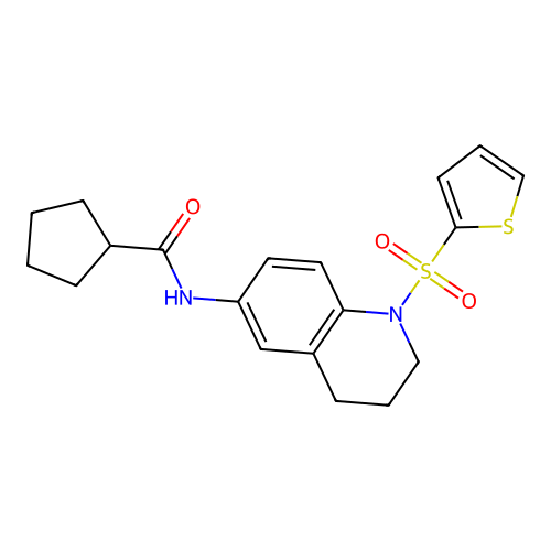 N-(1-thiophen-2-ylsulfonyl-3,4-dihydro-2H-quinolin-6-yl)cyclopentanecarboxamide structure