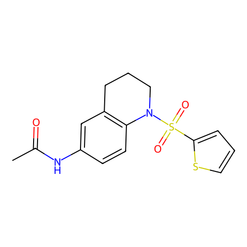 N-(1-thiophen-2-ylsulfonyl-3,4-dihydro-2H-quinolin-6-yl)acetamide structure