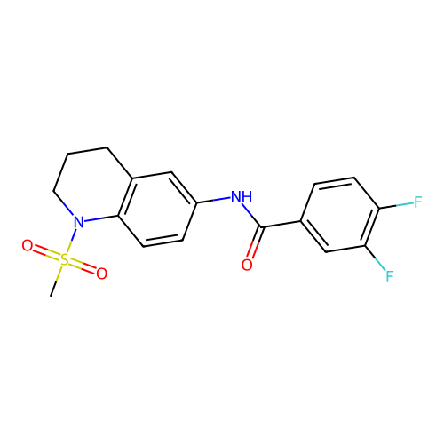 3,4-difluoro-N-(1-methylsulfonyl-3,4-dihydro-2H-quinolin-6-yl)benzamide structure