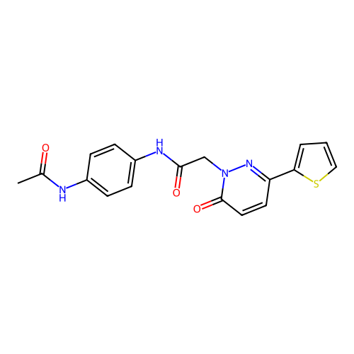 N-(4-acetamidophenyl)-2-(6-oxo-3-thiophen-2-ylpyridazin-1-yl)acetamide structure