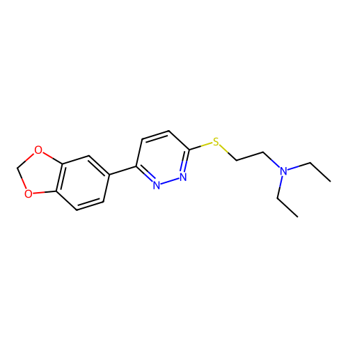 2-[6-(1,3-benzodioxol-5-yl)pyridazin-3-yl]sulfanyl-N,N-diethylethanamine structure