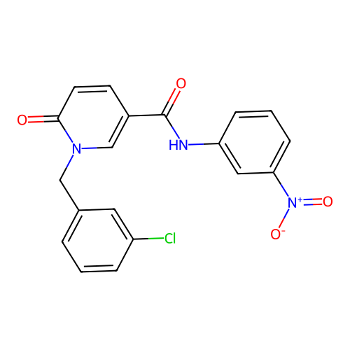 1-[(3-chlorophenyl)methyl]-N-(3-nitrophenyl)-6-oxopyridine-3-carboxamide structure