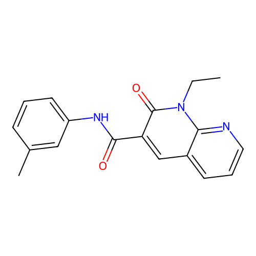 1-ethyl-2-oxo-N-(m-tolyl)-1,2-dihydro-1,8-naphthyridine-3-carboxamide structure