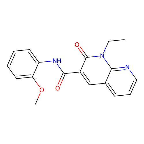 1-ethyl-N-(2-methoxyphenyl)-2-oxo-1,2-dihydro-1,8-naphthyridine-3-carboxamide structure