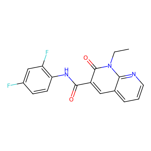 N-(2,4-difluorophenyl)-1-ethyl-2-oxo-1,2-dihydro-1,8-naphthyridine-3-carboxamide structure