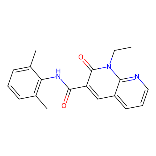 N-(2,6-dimethylphenyl)-1-ethyl-2-oxo-1,2-dihydro-1,8-naphthyridine-3-carboxamide structure