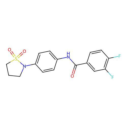 N-(4-(1,1-dioxidoisothiazolidin-2-yl)phenyl)-3,4-difluorobenzamide structure
