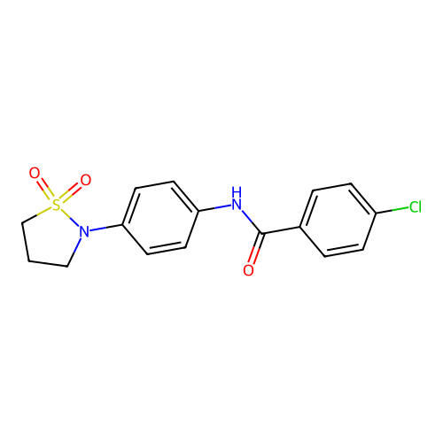 4-chloro-N-(4-(1,1-dioxidoisothiazolidin-2-yl)phenyl)benzamide structure